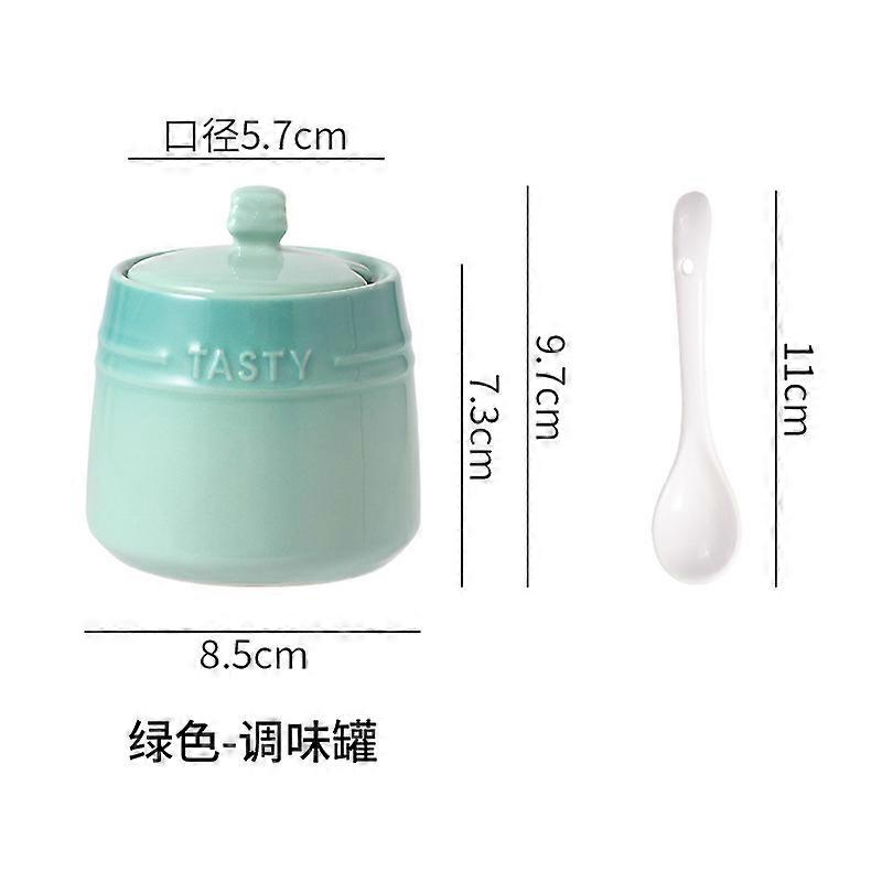 Ice Cream Gradient Rainbow Color Ceramic Seasoning Jar With Lid Sugar Salt Storage Accessories Kitchen Spoon French Style Set