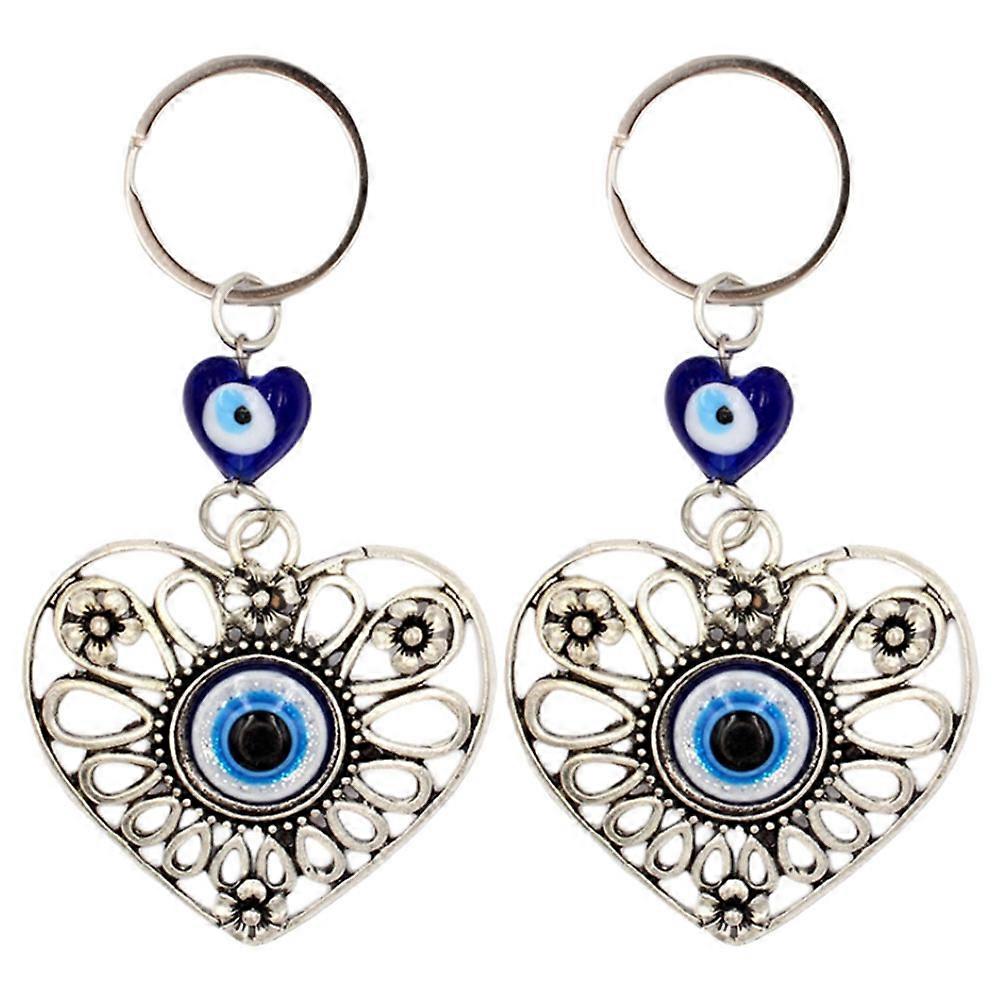 2Pcs Evil Eye Keychain Ring Creative Greek Bag Pendant Decor