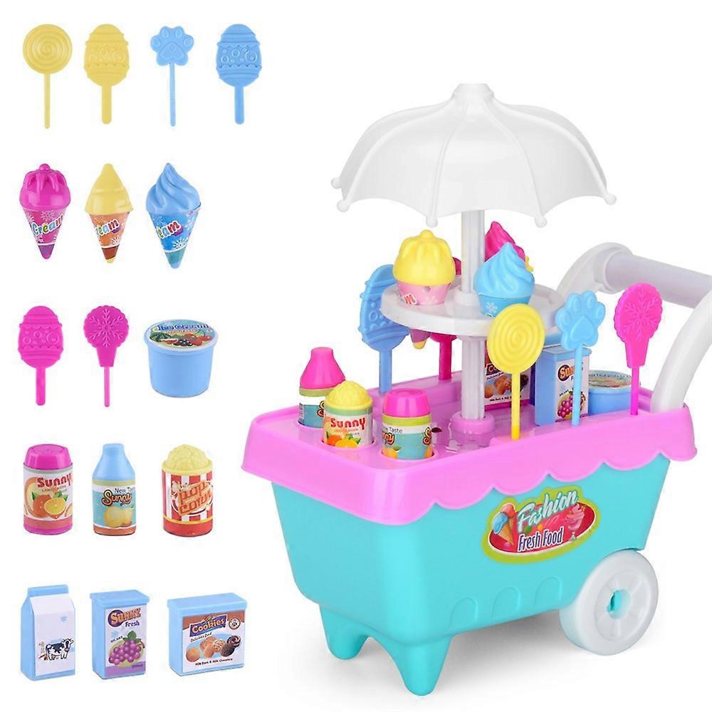 19Pcs/Set Children's Simulation Candy Ice Cream Cart Set Educational Toys(without Light and Music)