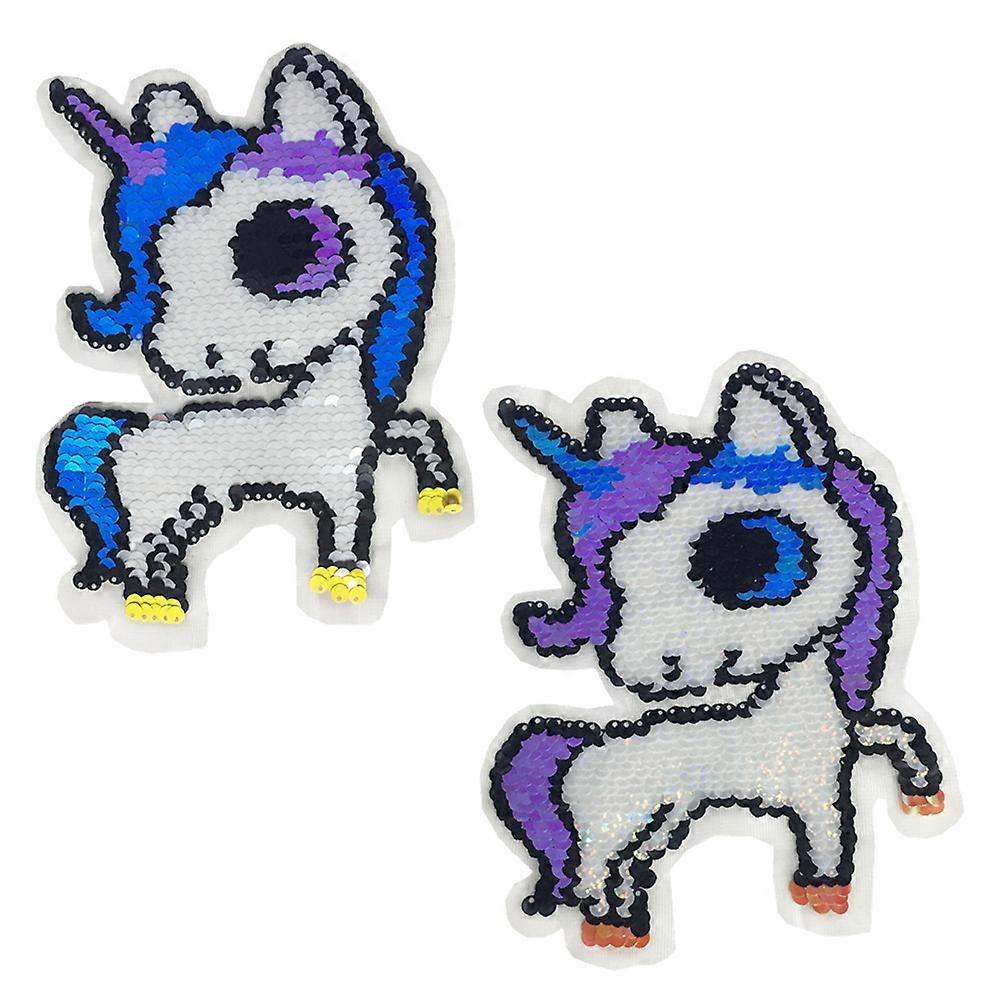 Iron On Embroidered Patches Sequins Embroidery Sticker for DIY Projects Assorted Color 18X13 Cm Reversible 2Pcs