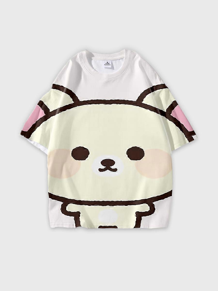 T-shirt round neck Cartoon Pattern loose short sleeve D2985