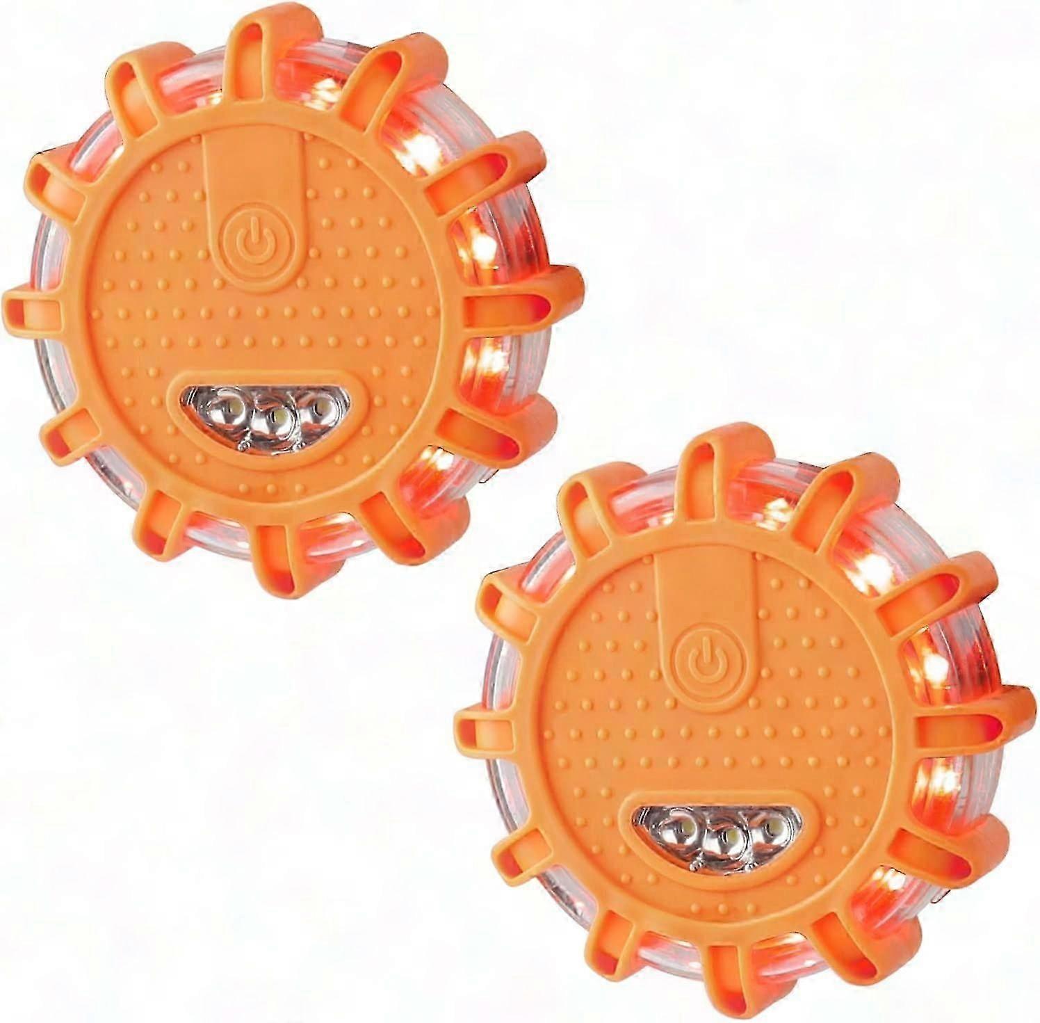 Amber LED Beacon Light, 2pcs Emergency Warning Light with Magnetic Base & 9 Flashing Modes for Car, Truck, Boat