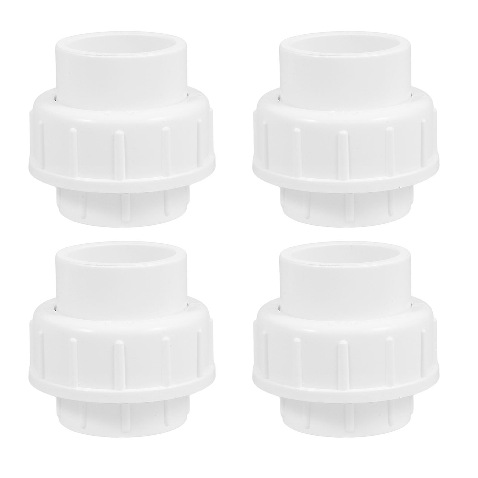 White PVC Union Pipe Fittings for Tubing Use with Easy Connection High Impact Resistance and Versatile Applications 4 pcs