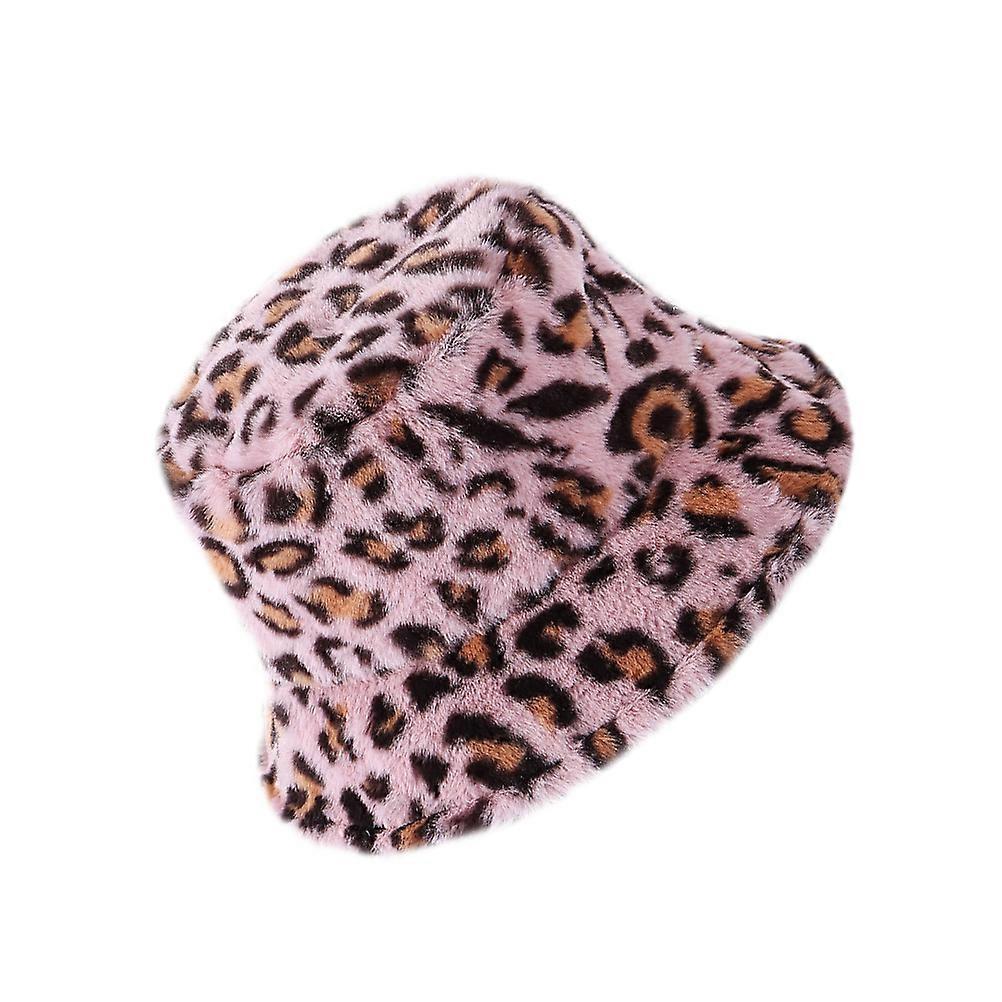 Stylish Women's Fisherman Hat Autumn Winter Leopard Print Bucket Shape Warm 29X29X17CM Plush 1Pack