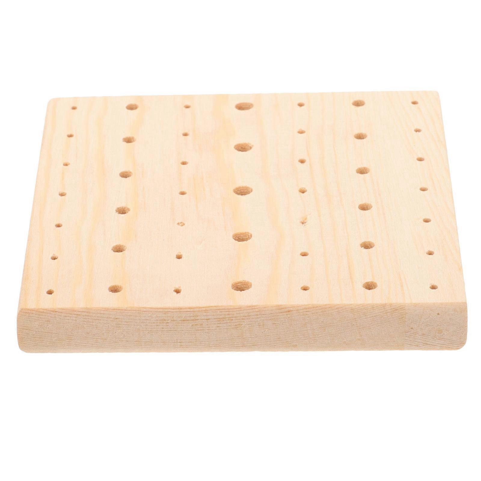 Wooden Display Board for Clay Dolls and Crafts Beige Color Durable with Arrangement Holes 7.87x7.87