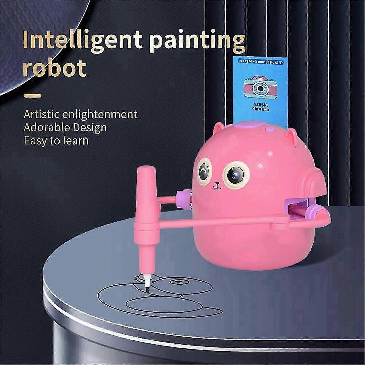 Robot De Dibujo Para Niños Con 100 Tarjetas, Lápices De Colores Y Tablero – Educativo E Interactivo, A Partir De 3 Años (rosa)