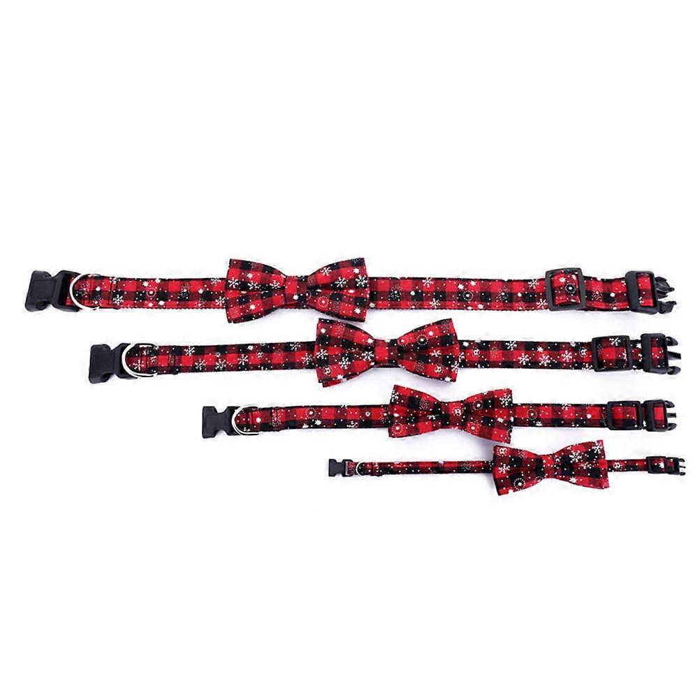 Adjustable Large Pet Collar With Christmas And Cats Festive Red Nylon Material Perfect For Party 1Set