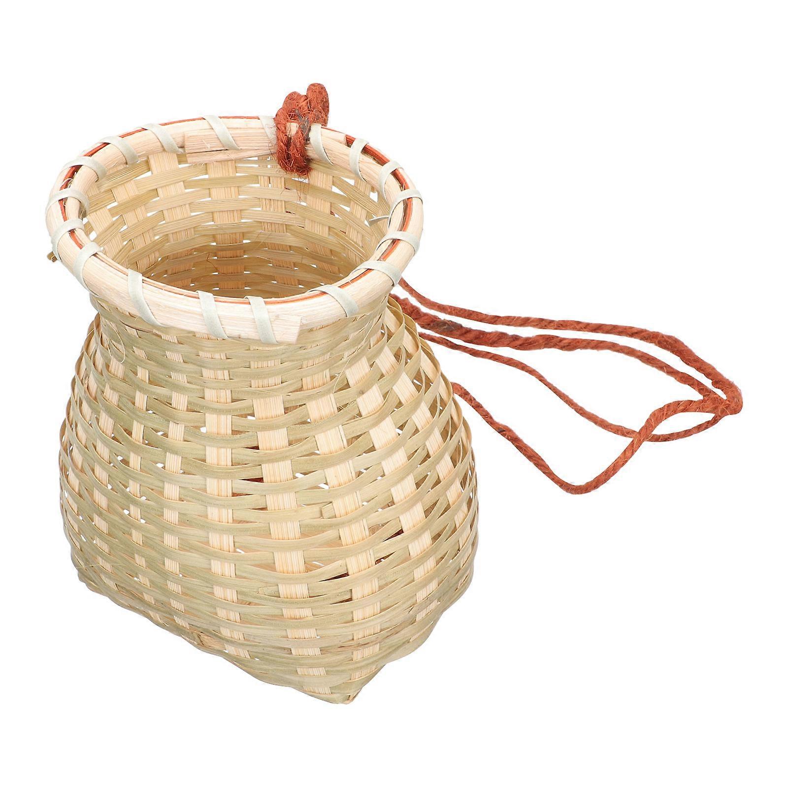 Bamboo Woven Tea Basket for Storage Use Assorted Color Synthetic Material 12.5 x 10.5 x 8.5 Inches