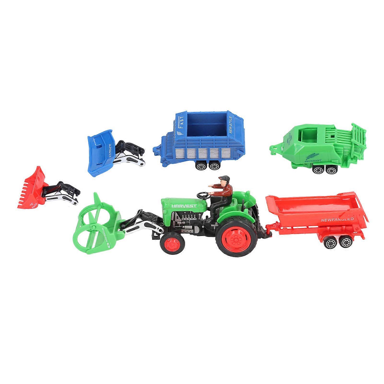 1:48 Tractor Toy Model Kit Carriage Head Tool Alloy Pull Back Classic Farm Vehicle Toy Model Green