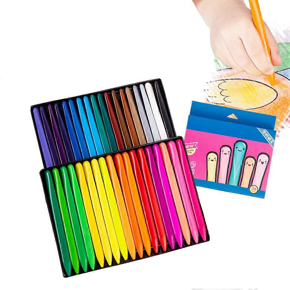 36 Colors Triangle Crayons Washable and Non Toxic Children Painting Wax Crayons