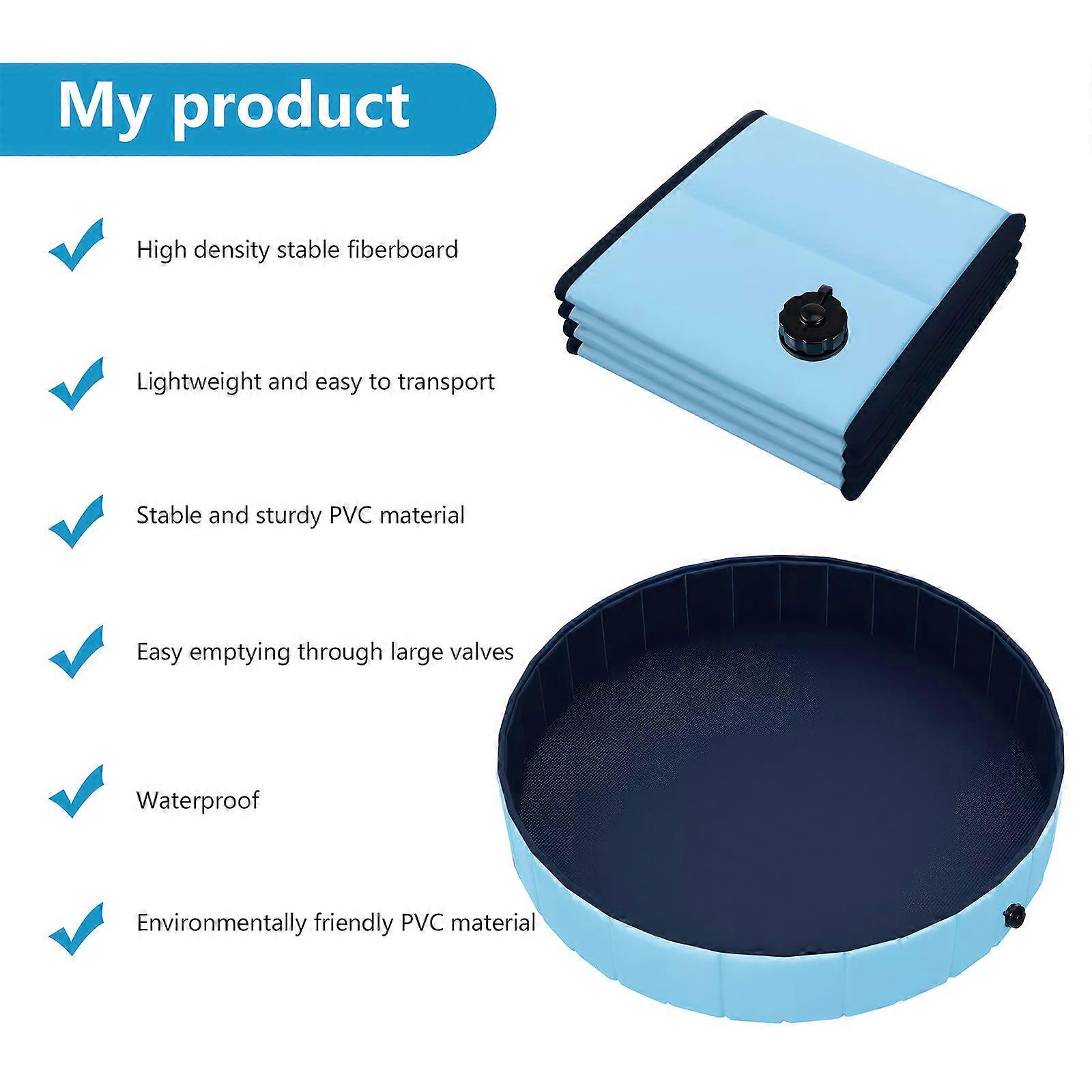 Portable Foldable Pet Pool_ Non-Slip Blue_160X30CM