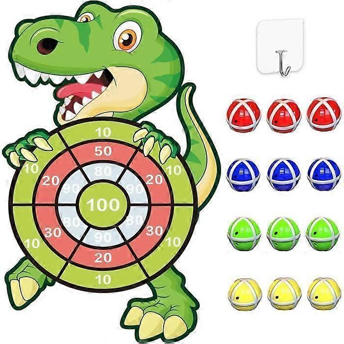 Dinosaur Dart Board Game for Kids with 12 Sticky Balls, Indoor Outdoor Dartboard Games, Gifts for 3-10 Year Olds