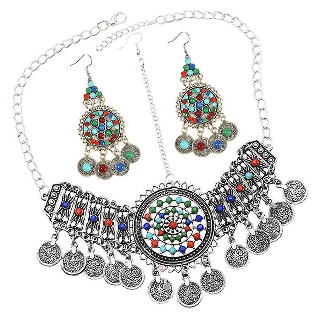 Bohemian Women's Vintage Silver Headpiece Chain Jewelry Set – Lightweight Forehead Chain for Weddings, Parties, Bridal & Daily Wear