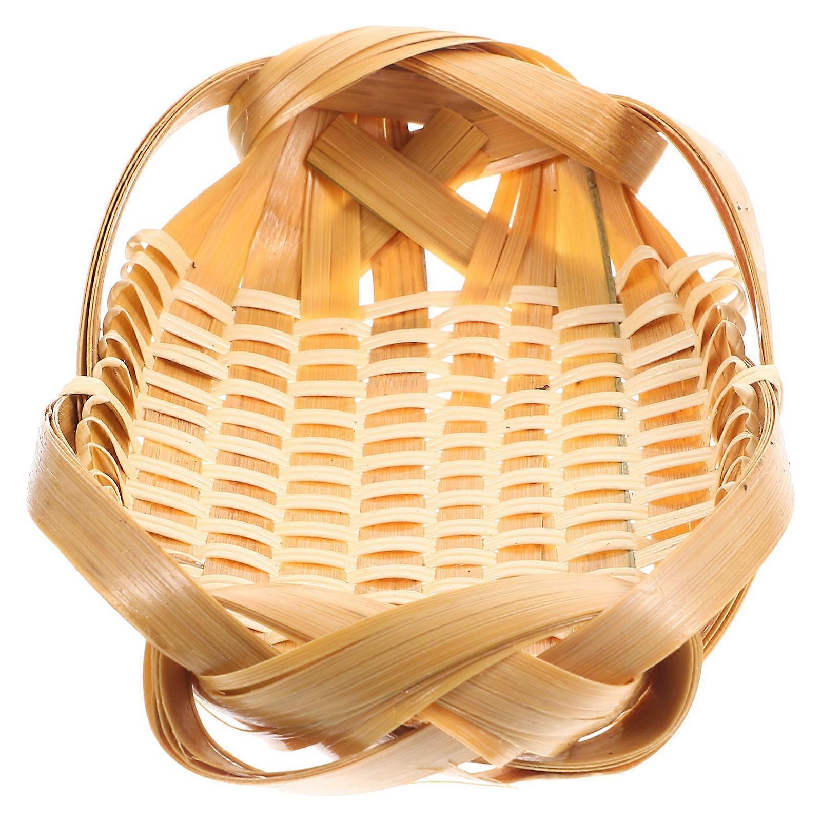 Storage Basket Woven Bamboo Food Container For Restaurant 20X12X4.5CM Beige Color 1 Piece