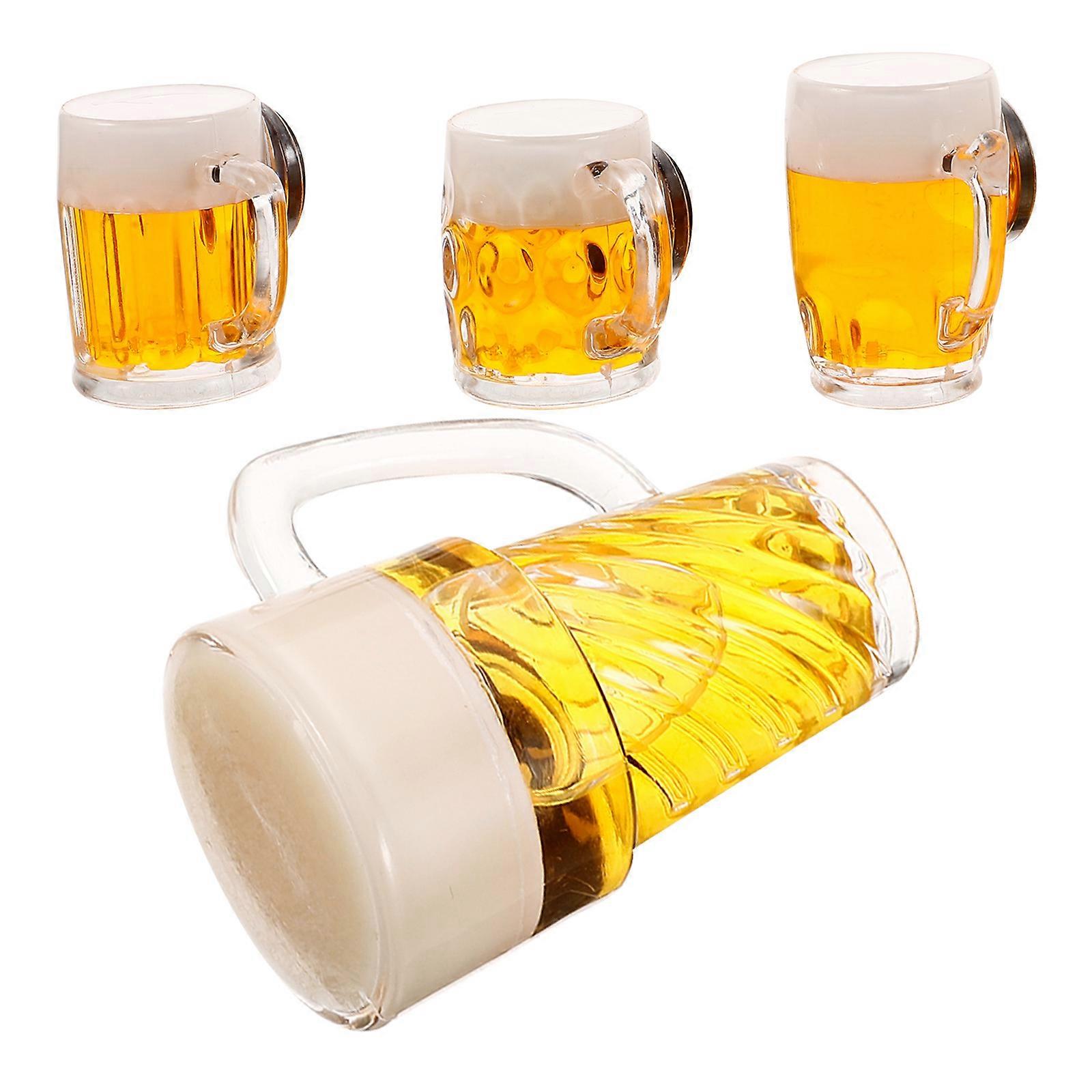 4pcs Decorative Miniature Beer Mugs for Dollhouse, Cake Decor, and Photo Props – Realistic Design