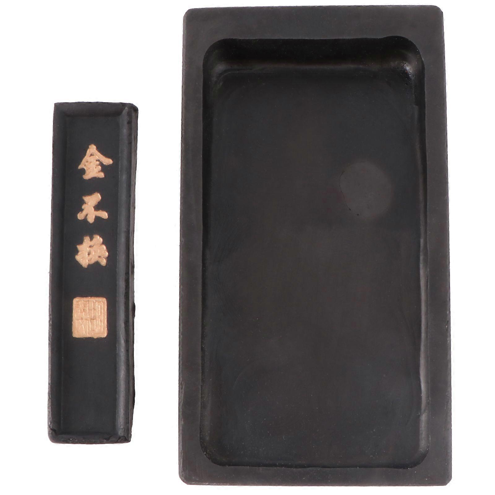 2pcs 5 pouces Premium Durable Pierre À Encre Chinoise Taditional Pierres D’encre avec Bâton D’encre pour La Calligraphie Chinoise et La Peinture