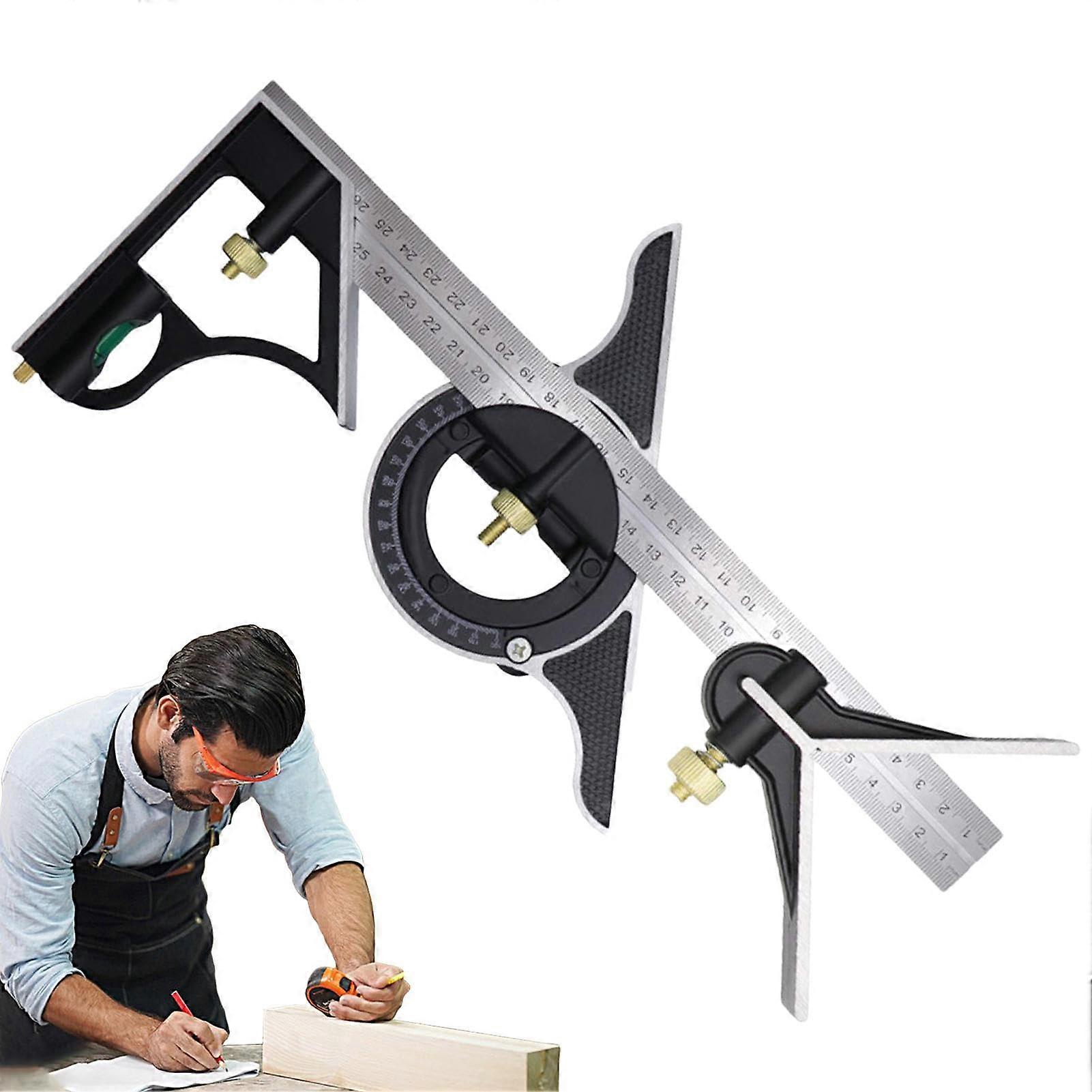 Quadratic Ruler for Woodworking - Adjustable Precision Angle Ruler, Multi-Functional, High-Precision Wood Measuring Tool