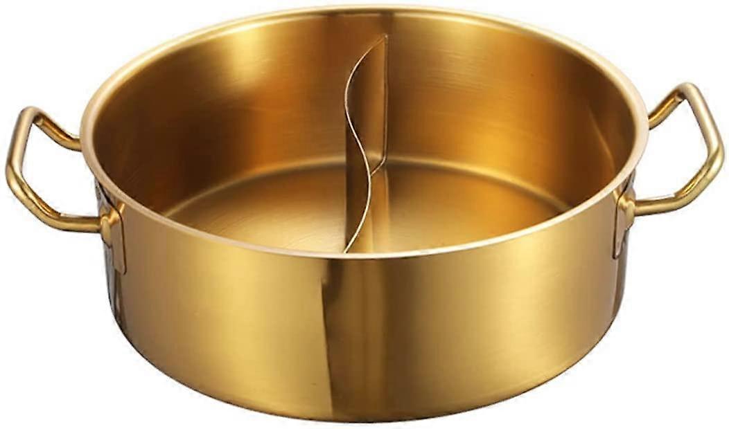 Stainless Steel Shabu Hot Pot with Divider Yin Yang Hot Pot with Cover for Induction Hob Gas Hob