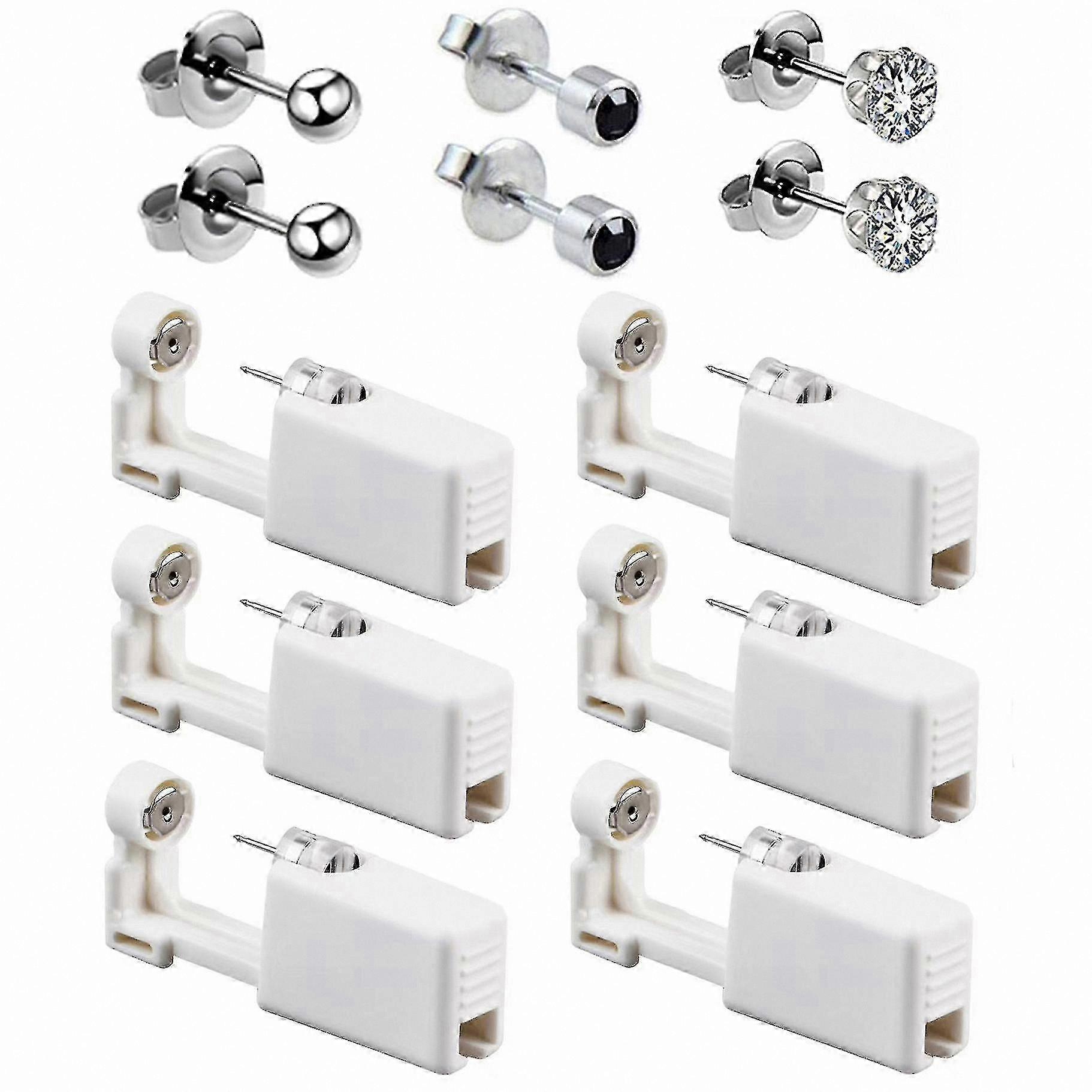 6-Pack Disposable Ear Piercing Kit with Studs and Cleaning Tools for Nose, Cartilage, Tragus, Helix Use
