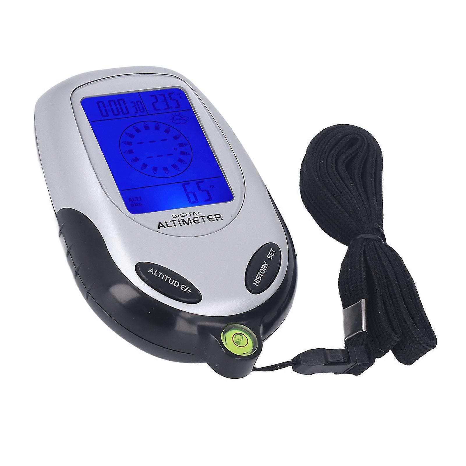 6 in 1 Altimeter Barometer Digital Display Multifunctional Thermometer Clock for Outdoor