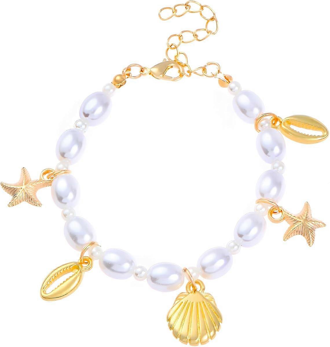 Shell Charm Bracelets for Women Pearl Seashell Bracelets Starfish