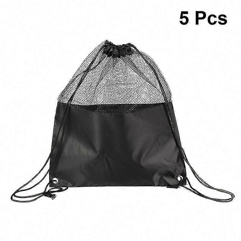 5pcs Polyester Splicing Mesh Bag for Laundry Storage & Organization