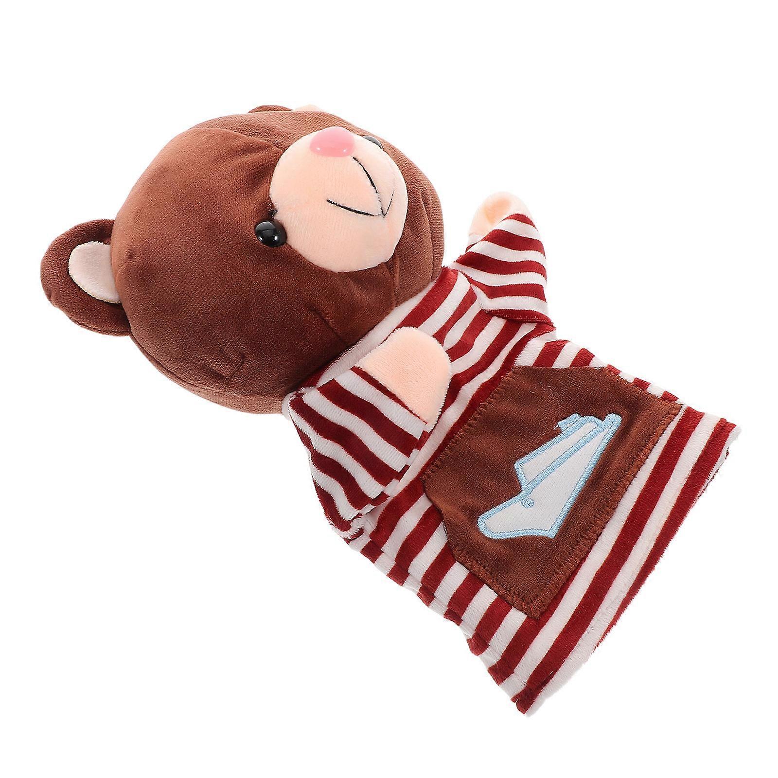 Interactive Storytelling Bear Puppet Plush Toy for Classroom Puppet Stage Family Time Light Brown for 1Set