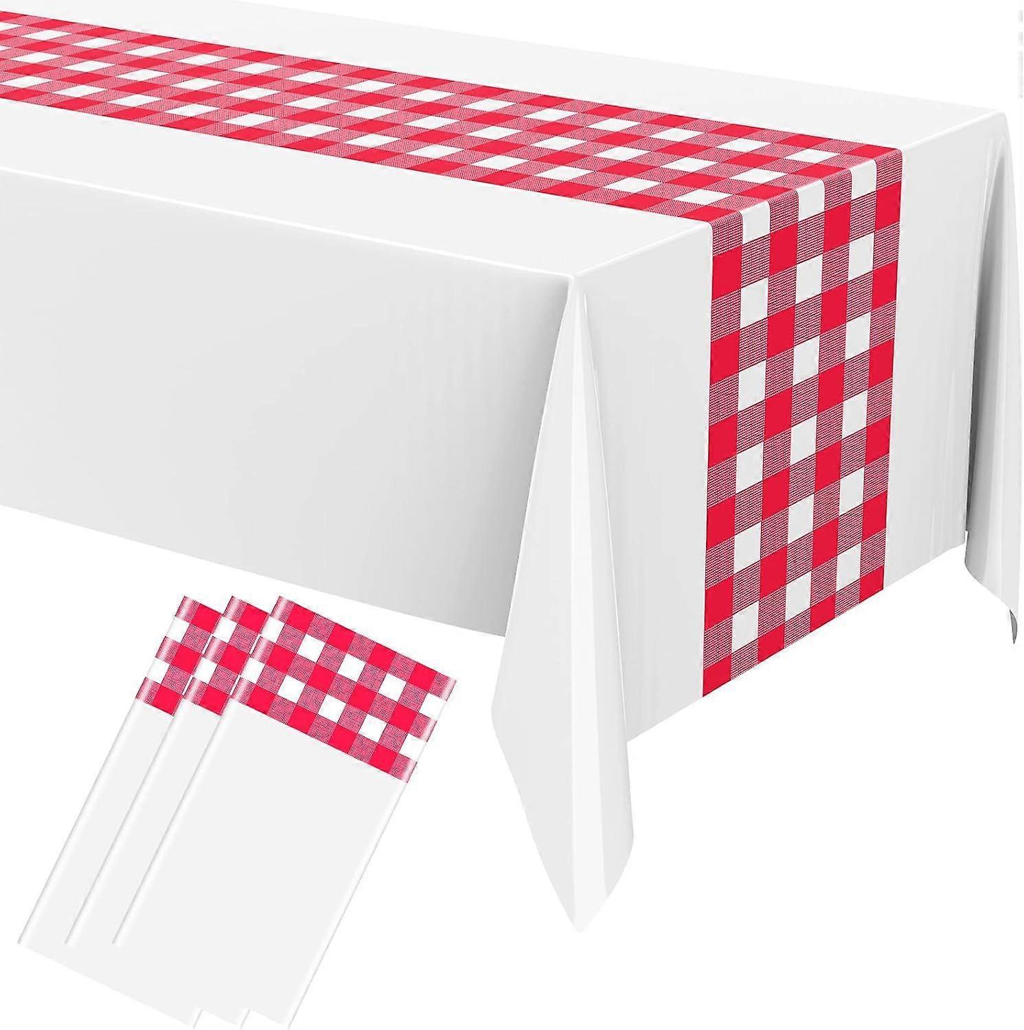 Piece Disposable Plastic Picnic Tablecloth with Plaid Table Runner Design 108x54