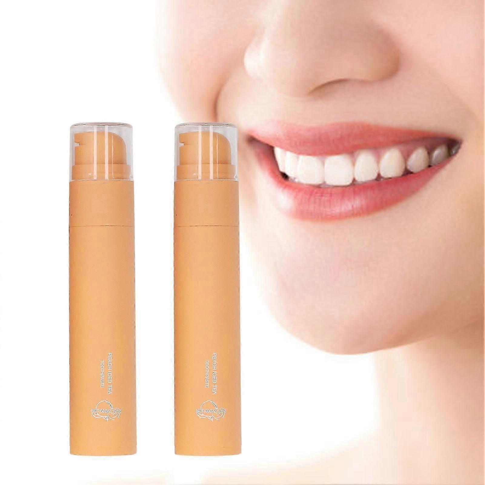 2pcs 60g Whitening Toothpaste Gentle Teeth Cleaning Paste Freshing Breath Toothpaste for Bad Breath Tooth Discomfort Stain Cavities Peach Flavor
