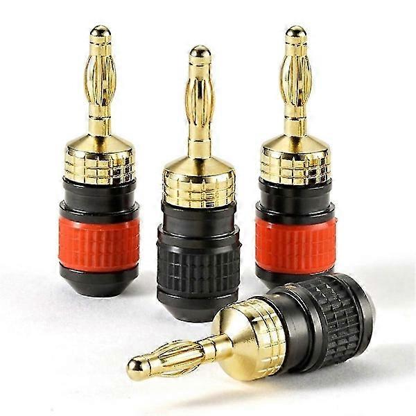 Premium Plated Quick Release Banana Plugs: Secure Speaker Connection, with Base for Maximum Signal Transfer RedBlack