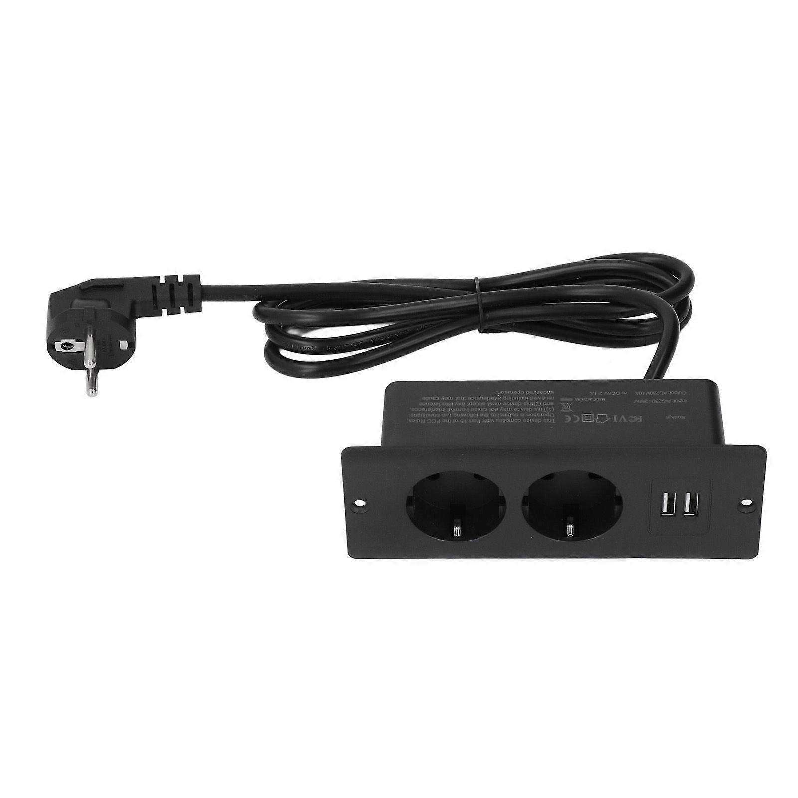 Embedded Power Outlet 2 USB 2  10A Ports Recessed Desk Socket In Desk Power Hub with 1.5m Cable