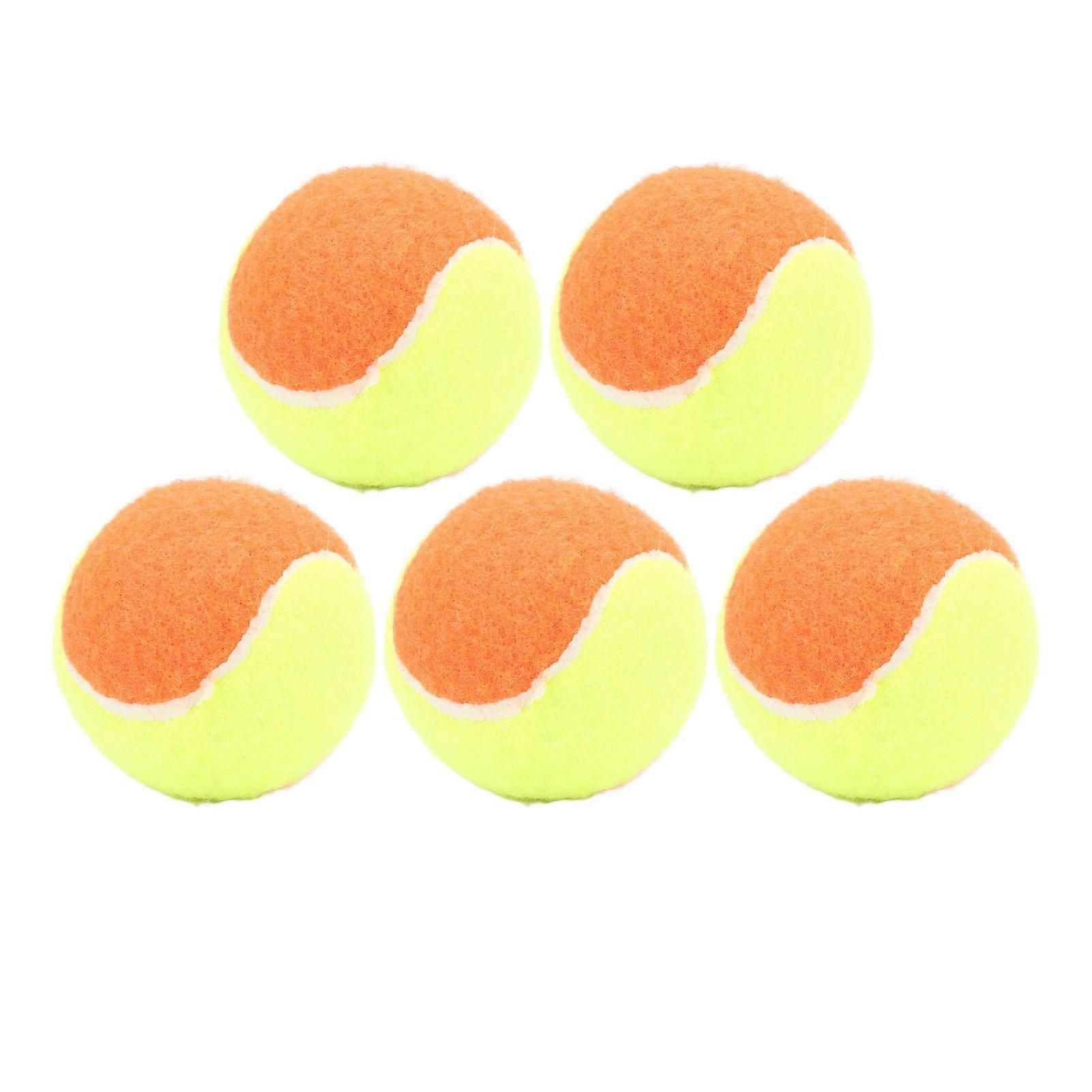 5PCS 6cm Rubber Tennis Balls Elastic Squash Ball Pressure Relief Balls for Training Entertainment Orange
