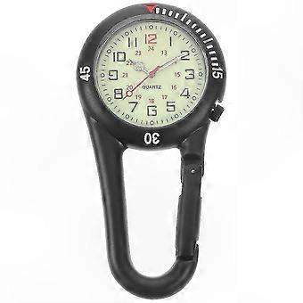 Black White Dial Unisex Quartz Belt Watch with Clip for Outdoor and Medical Use