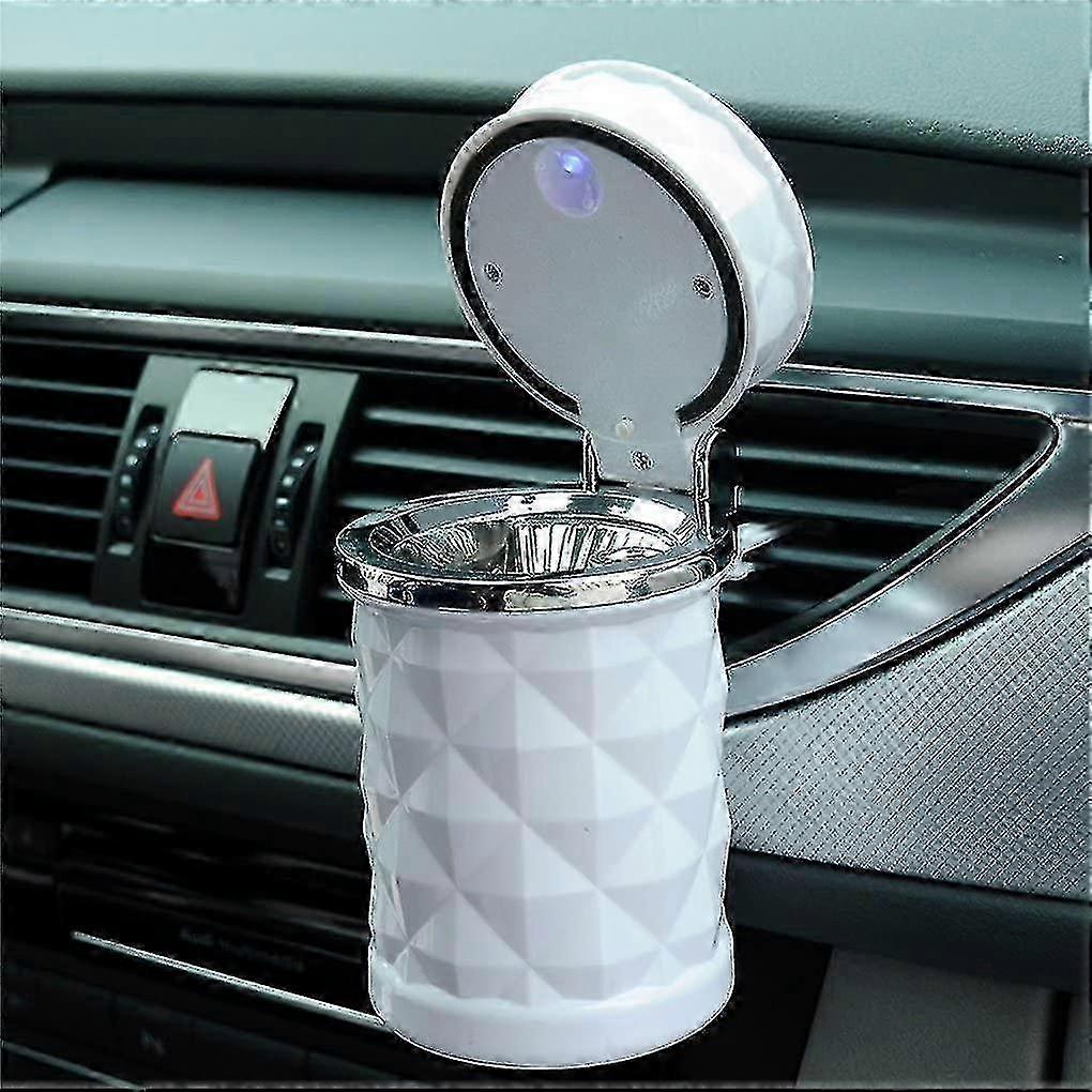 Portable Auto Car Ashtray with Blue LED Light, Smokeless Smoking Stand Cylinder Cup Holder (Black)