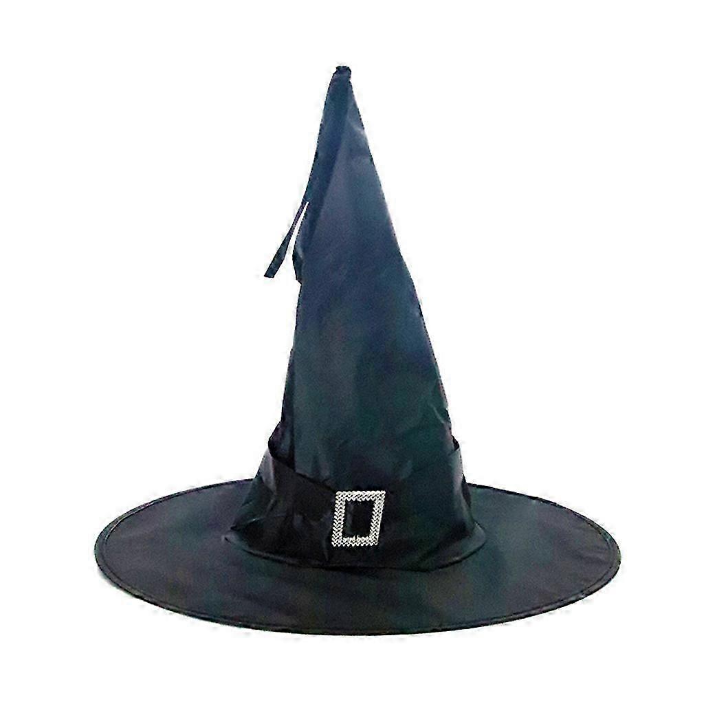 Halloween LED Lighted Witch Hat with Shiny Buckle Solid Color Battery Operated Hanging Glowing String Lamp Cap Pendant Outdoor Garden Yard Tree Decor