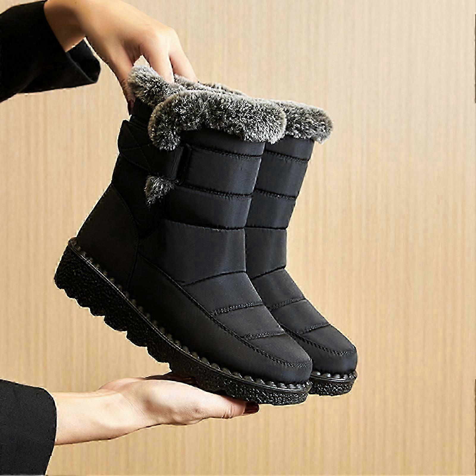 Klassiske støvler for kvinner vinter vanntett pelsfôrede truger