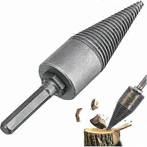 Wood Splitting Drill Bit Firewood Drill Log Splitter Wood Splitting Drill Bit Steel Log Splitter Hexagonal Handle Firewood Cone (1pc)