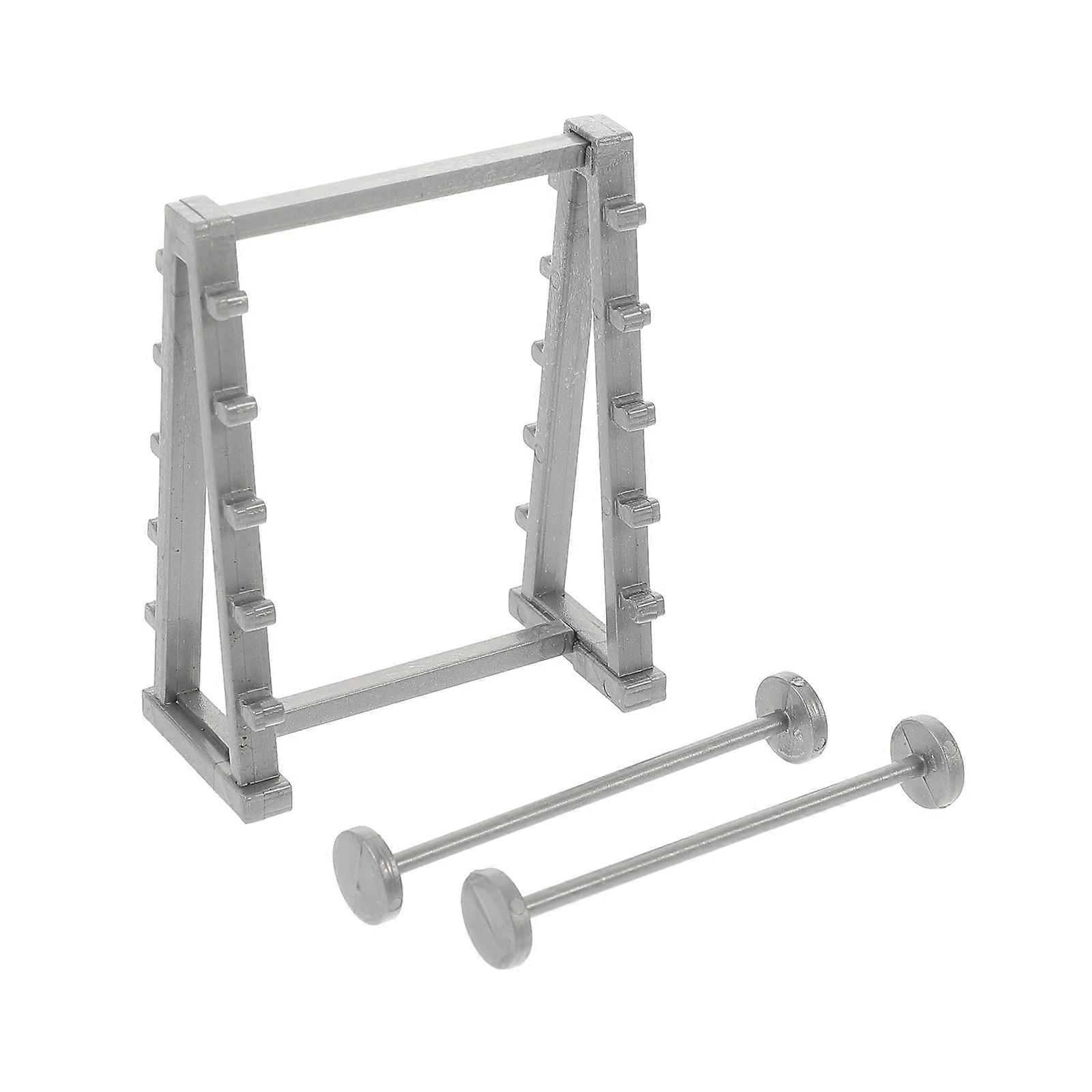 Unique Desk Accessory Fun Mini Barbell Rack For Fitness Enthusiasts Grey Color 1Set