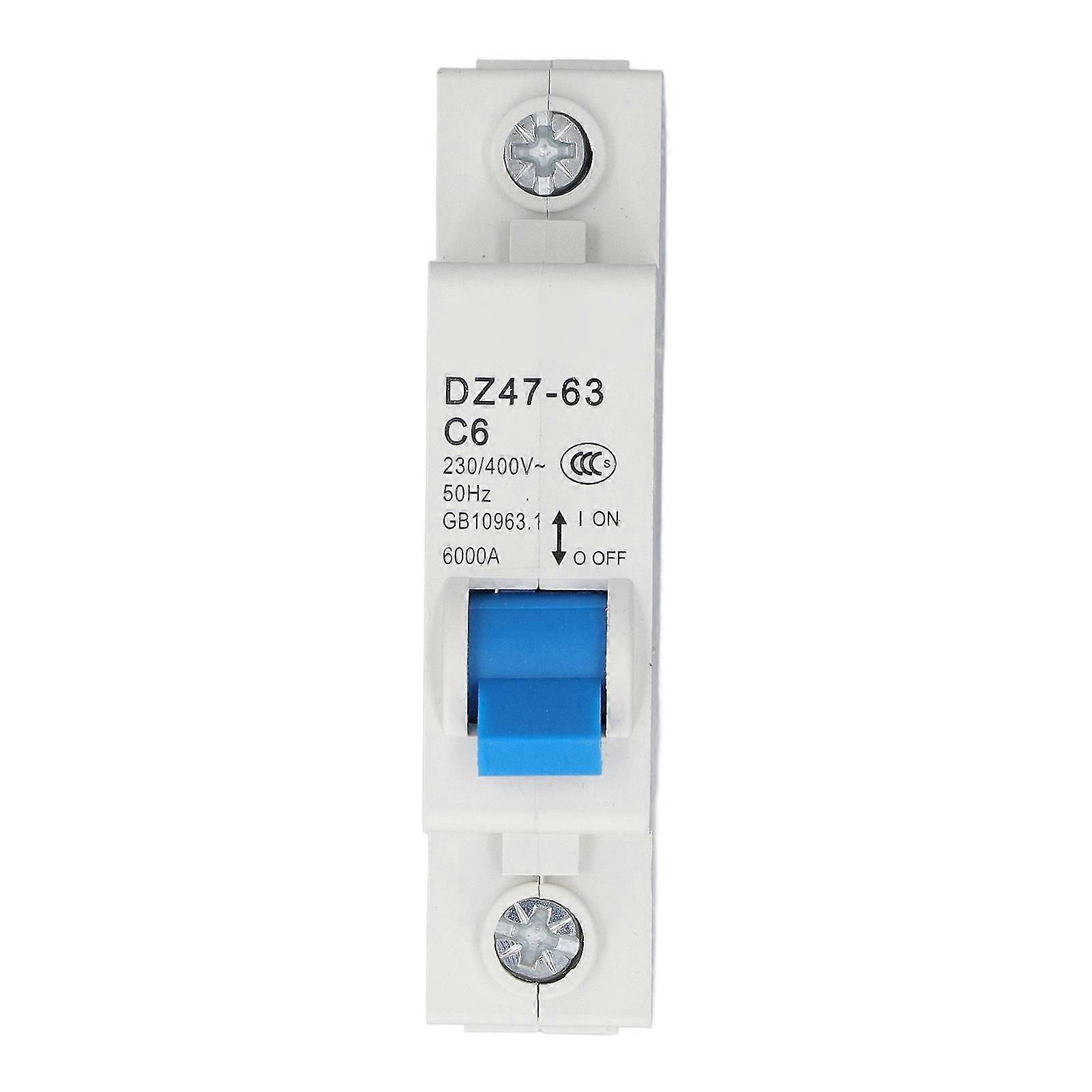 DZ47-63 C6 Circuit Breaker 230V 400V 6A Mini 1P MCB DIN Rail Mount 6000A Breaking Segmentation Capacity for Home