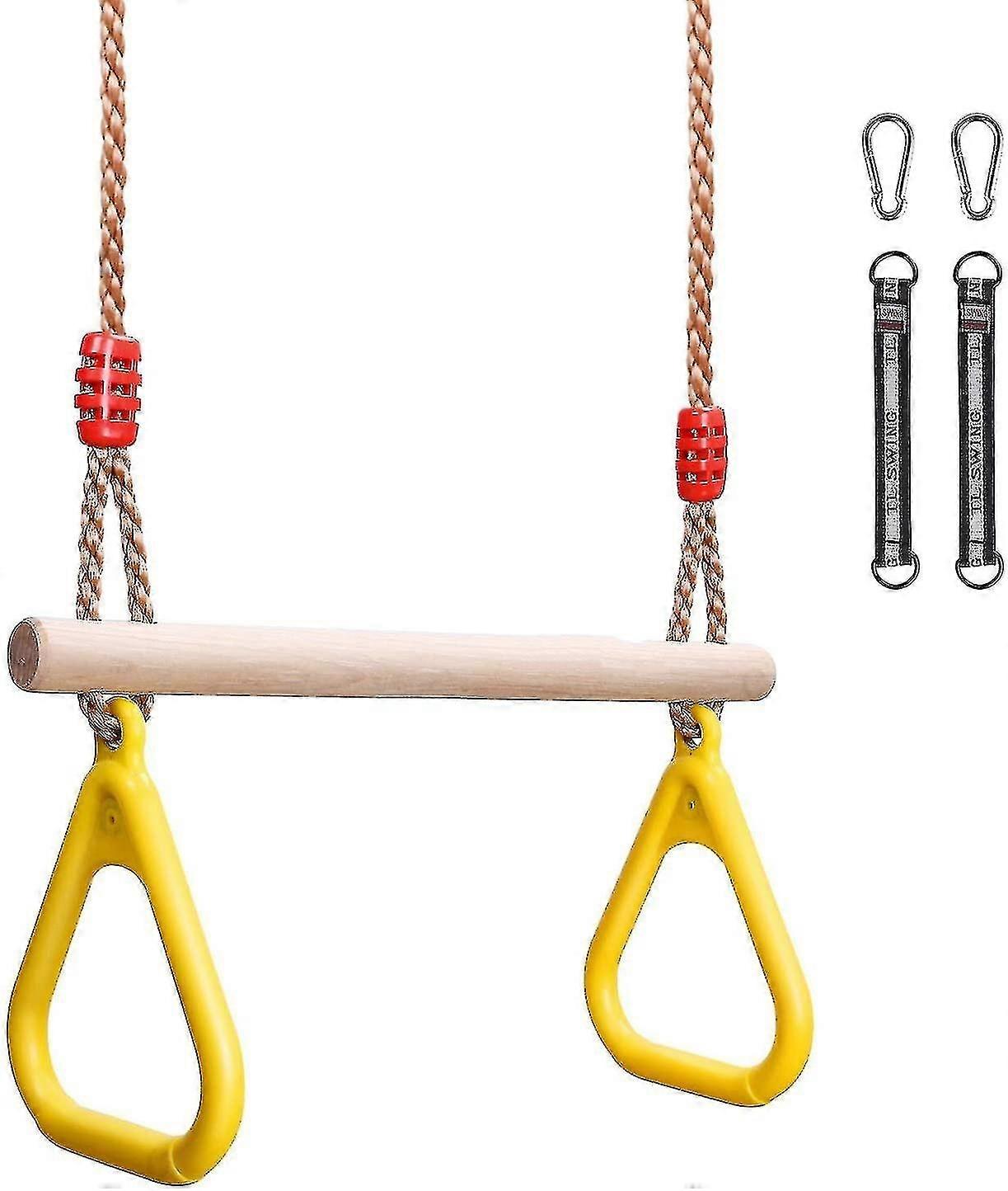 Trapezoidal Multi-function Swing - Children's Wood Swing With Gymnastic Rings (120kg Load)