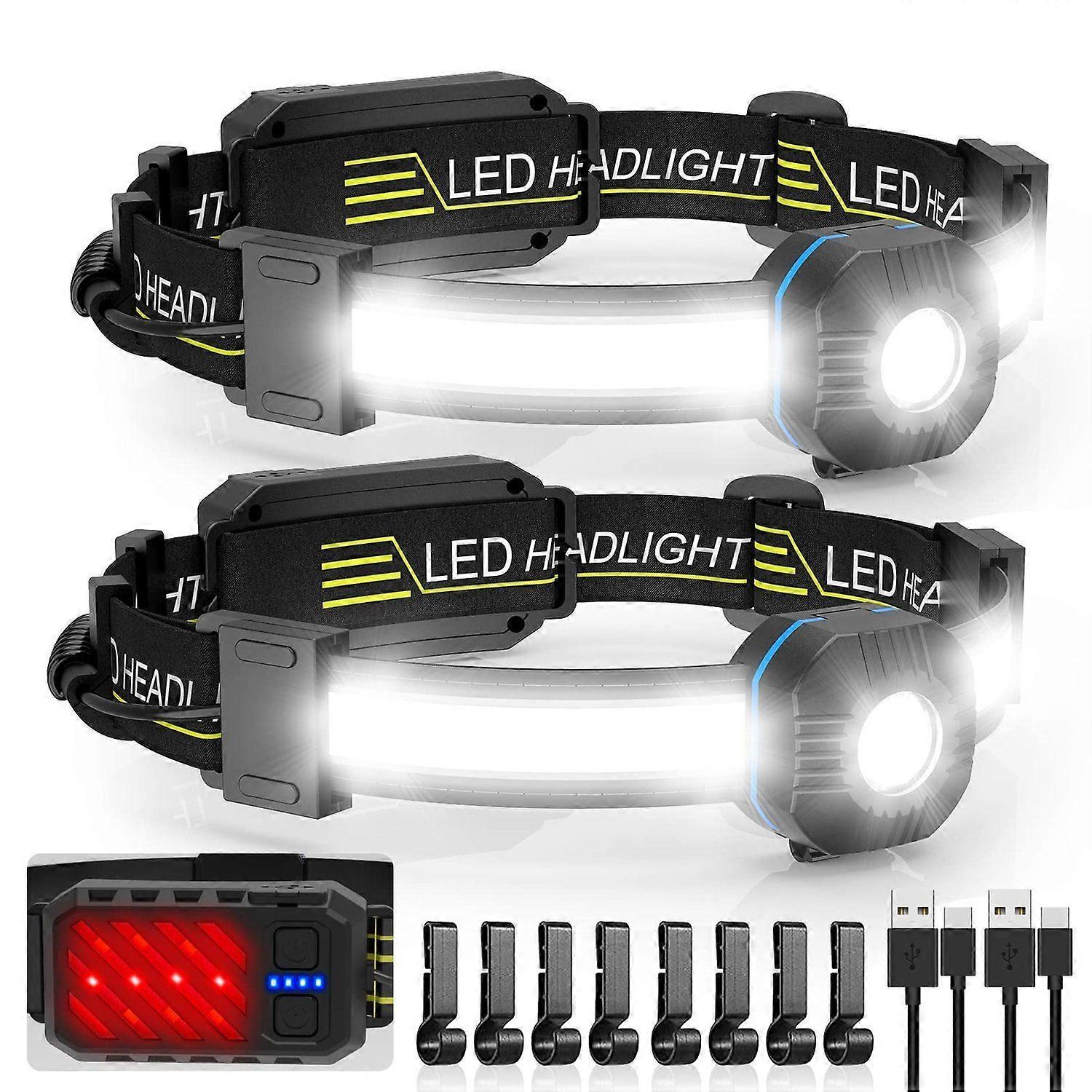 LED Headlamp Flashlight,Super Bright Headlamp Rechargeable with Red Taillight,230 Illumination,IPX6 Waterproof,10 Modes Lightweight Head Lamp,head fla