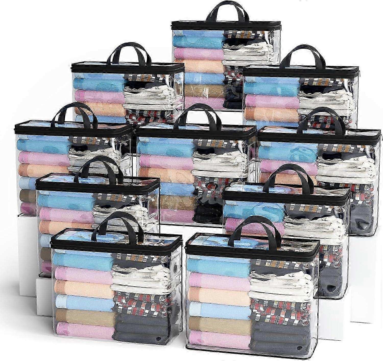 2025 Latest Model 10PACK Clear Zippered Storage Bag for Clothes, 22L Clear