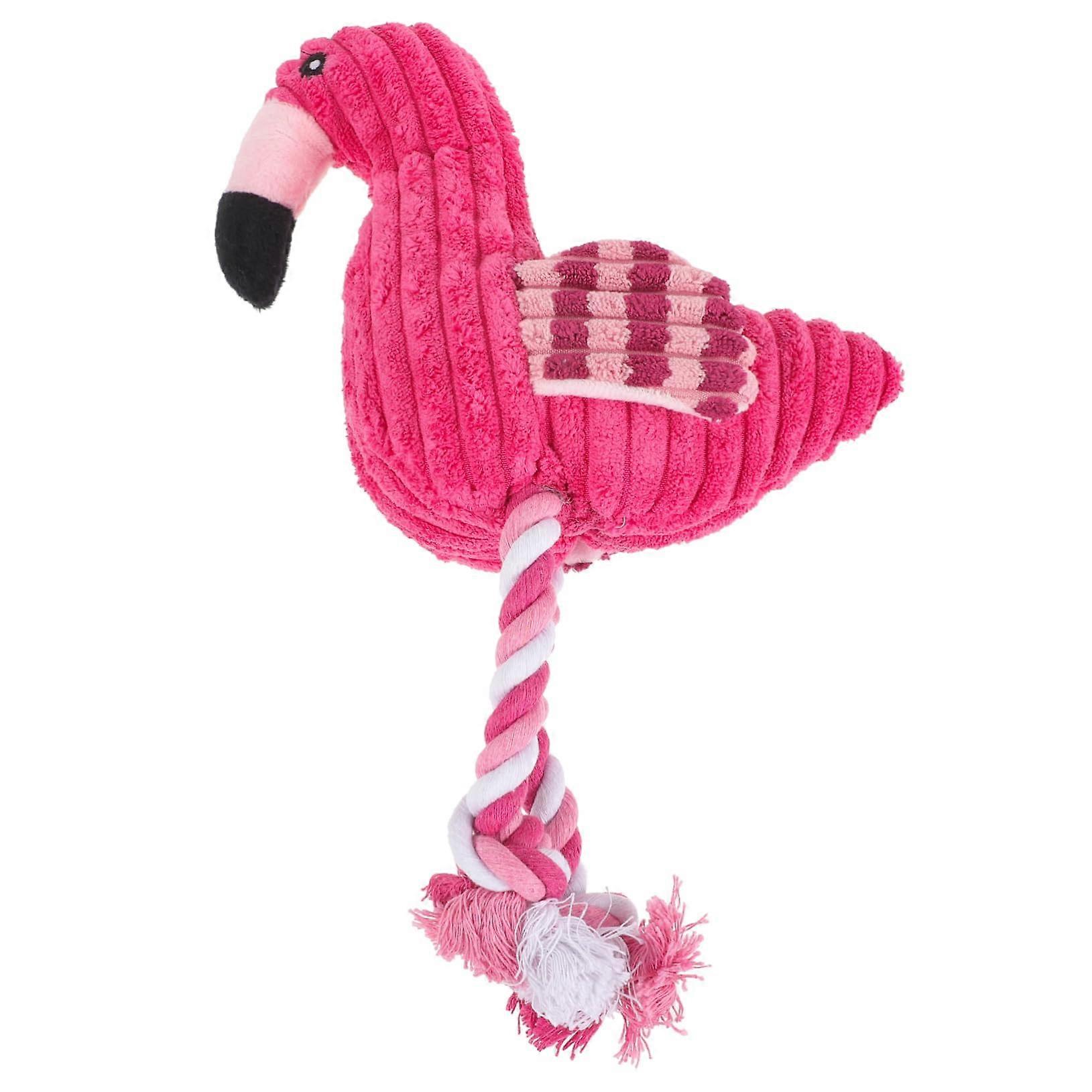 Pet Interactive Squeaky Toy Flamingo Plush For Dogs And Puppies Corduroy Chew Toy Teeth Cleaning Pink EcoFriendly