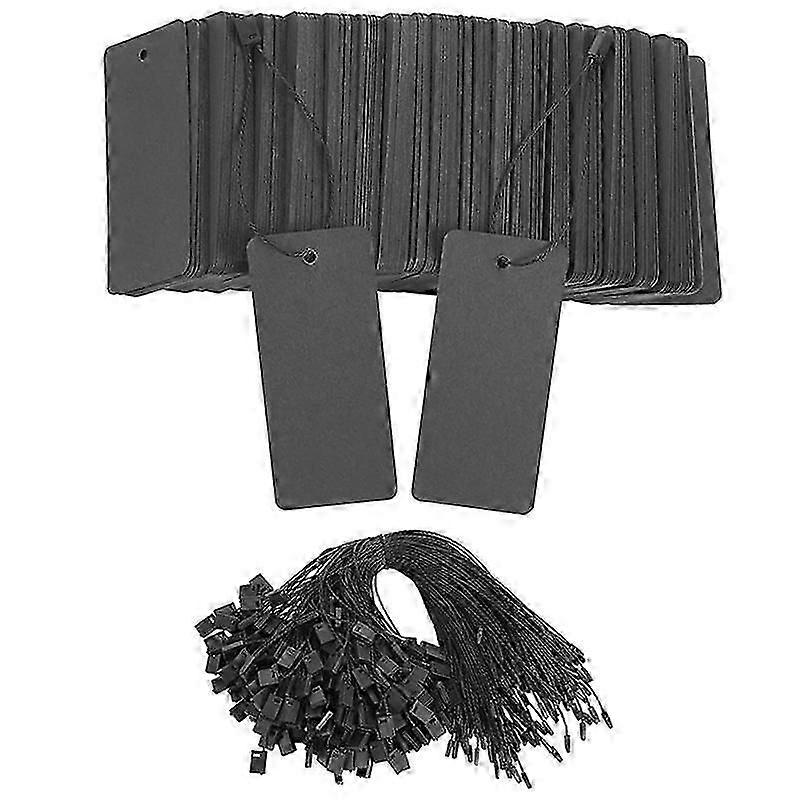 400 Set Black Price Tags with String Gift Tags with Safety Pins Custom Clothing Tags Black Kraft Paper Hang Tags