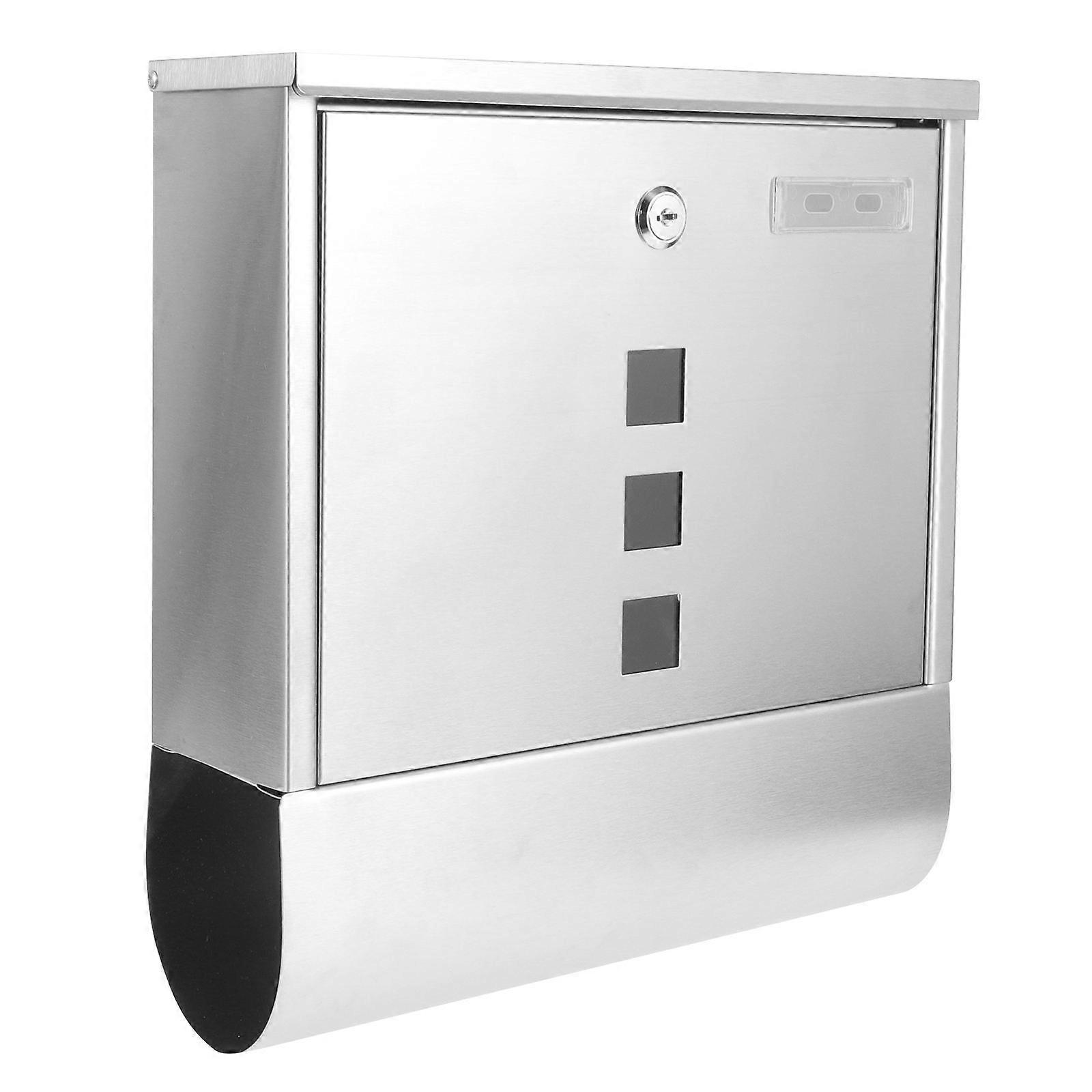 Locking Mailbox Metal Mail Box Wall Mounting for Home Silver Stainless Steel Suitable for Storing Envelopes 1Set