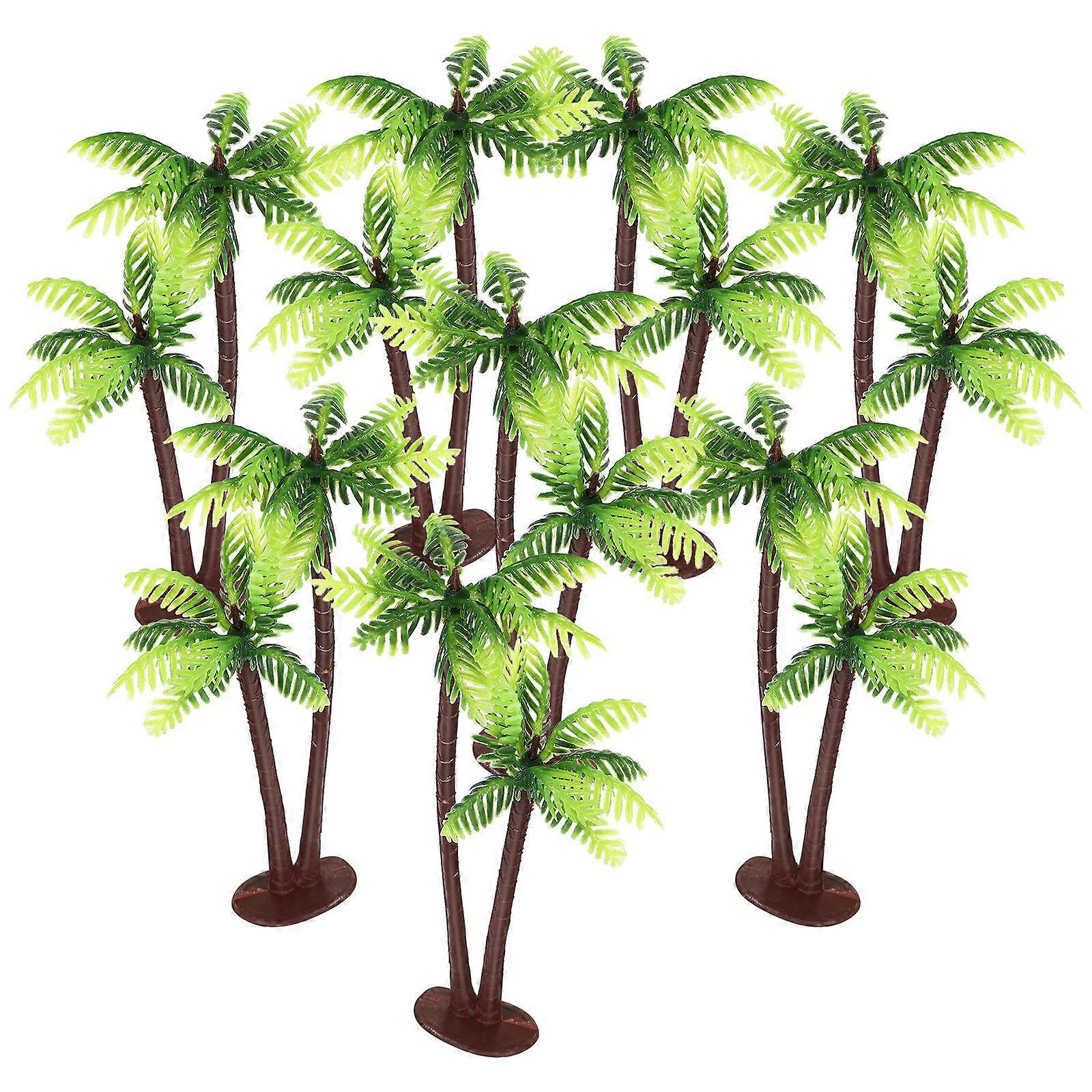 Palm Tree Table Decor Plastic Coconut Palm Tree Bonsai Craft DIY Decor Waterproof 12Set