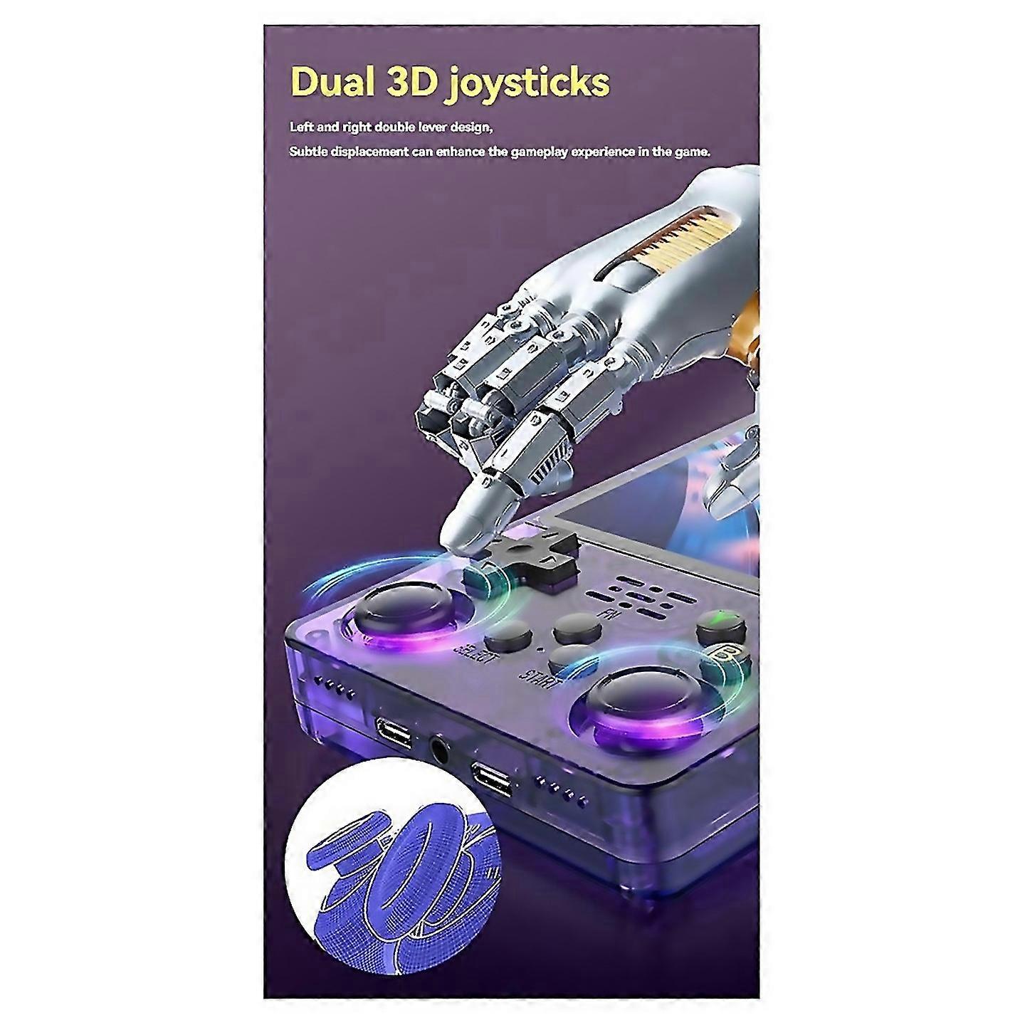For R36s Pius Handheld Game Console 128gb 4inch Ips Screen Video Game Console Dual 3d Joystick Suppo