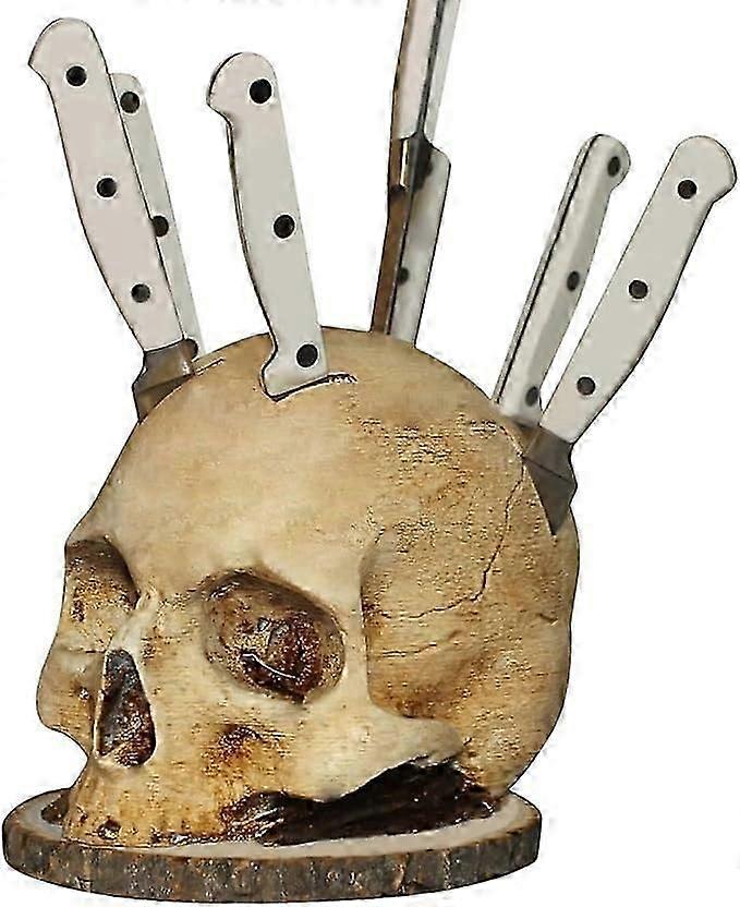 Horror Skull Knife Block: UK Kitchen Organiser with Spooky Head Design for Counter Storage