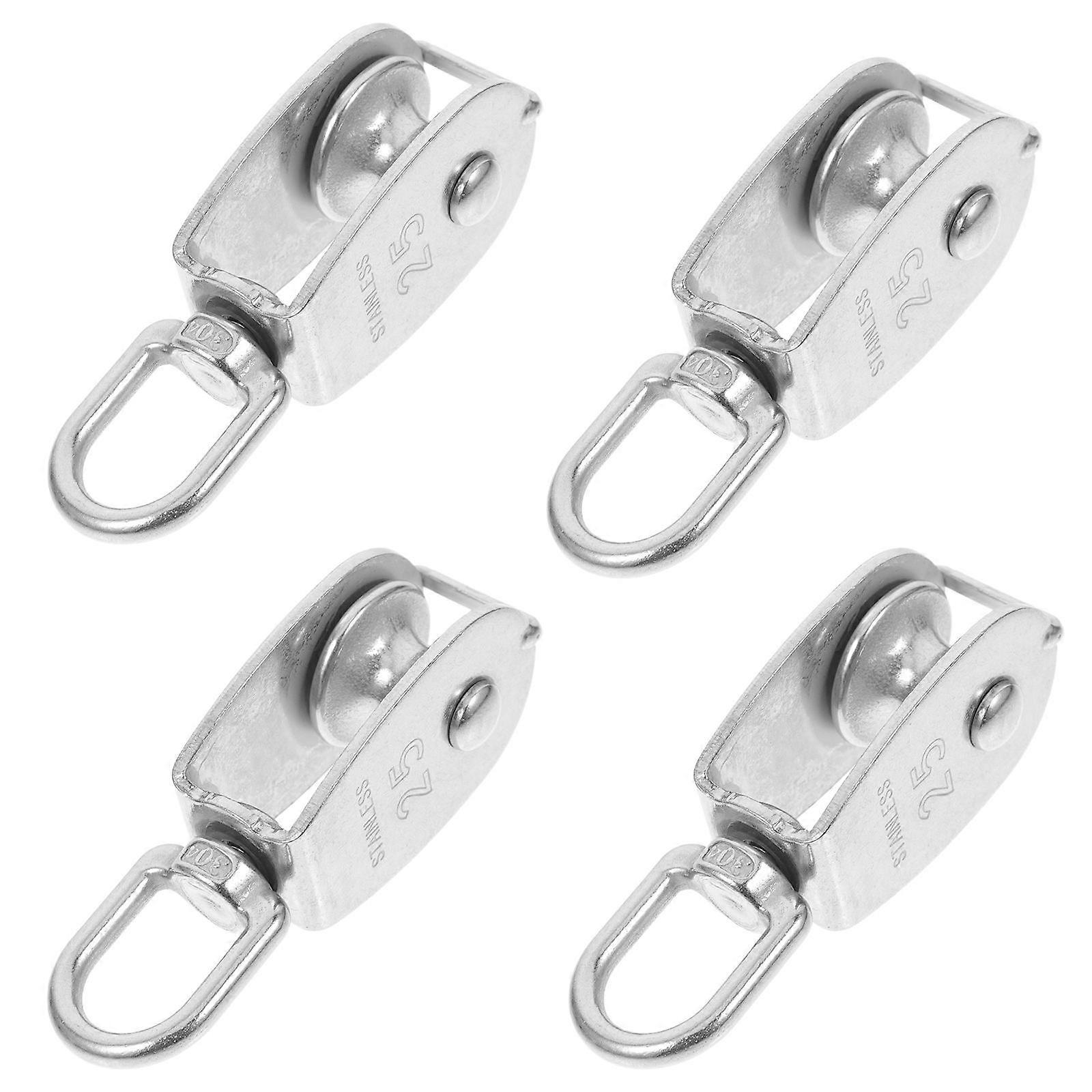4Pcs Single Pulley Block Stainless Steel for Mechanical Lifting Applications