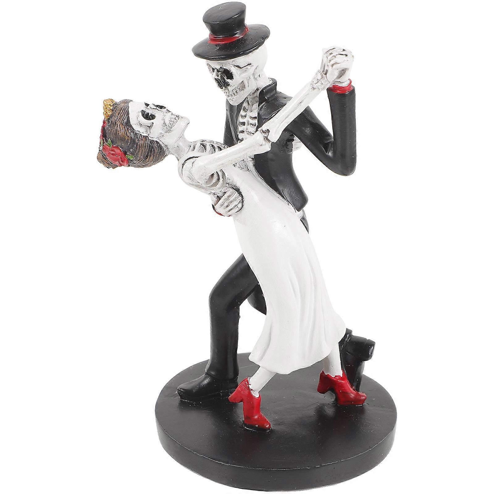 Skeleton Figurines Bride Groom Skeleton Statue for Halloween Decor 3Pcs